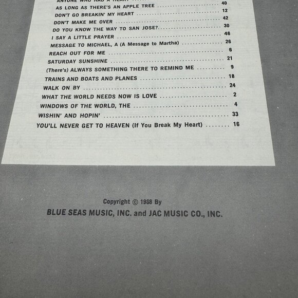 Bacharach/David Song Book Vintage 1967 Sheet Music Compilation Softcover - Picture 7 of 8